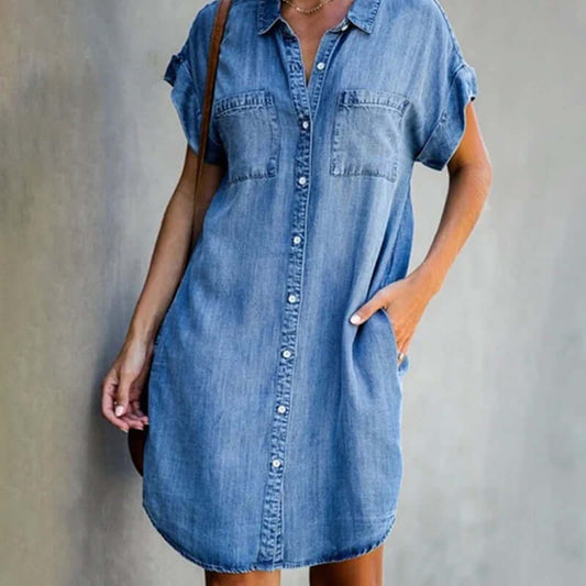 TATIANA - ELEGANT DENIM DRESS WITH FLATTERING FIT