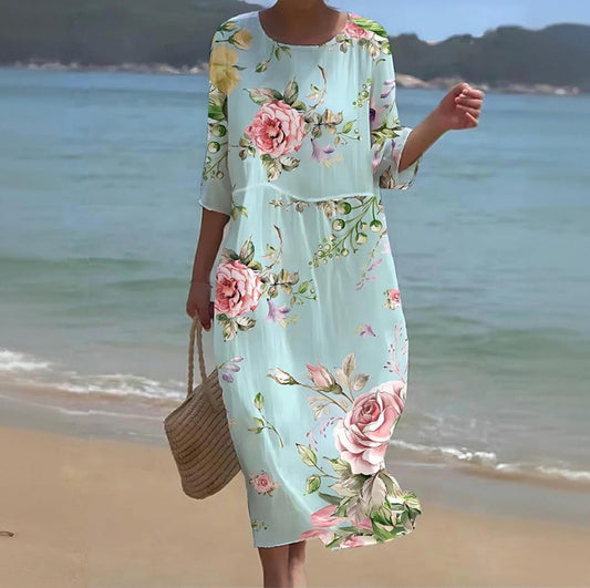 MEGAN - FLATTERING FLORAL DRESS WITH ELEGANT COVERAGE